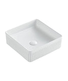 SQUARE FLUTED 370MM GLOSS WHITE BASIN