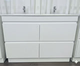 PLYWOOD 1500 DOUBLEMATTE WHITE FLUTED VANITY WITH WHITE GLOSS CERAMIC TOP