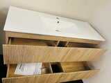 PLYWOOD 1500 WALLNUT FLUTED VANITY WALLHUNG WITH CERAMIC TOP