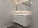 PLYWOOD 1500 MATTE WHITE FLUTED VANITY WALLHUNG WITH CERAMIC TOP