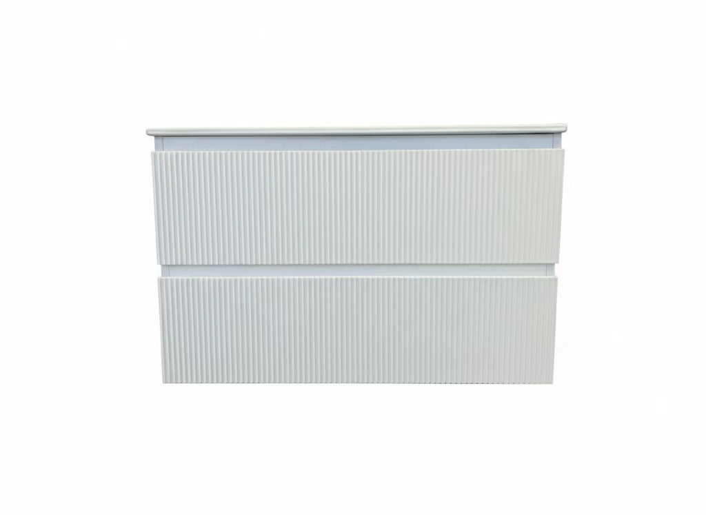 PLYWOOD 900 MATTE WHITE FLUTED VANITY WALLHUNG WITH CERAMIC TOP