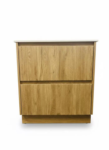 PLYWOOD 900 WALLNUT FLUTED VANITY WITH CERAMIC TOP