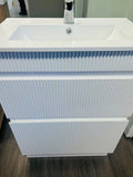 PLYWOOD SLIM 600 MATTE WHITE FLUTED VANITY WITH CERAMIC TOP
