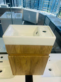 PLYWOOD 400 WALLNUT FLUTED VANITY WALLHUNG WITH CERAMIC TOP