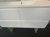PLYWOOD 1500 MATTE WHITE FLUTED VANITY WALLHUNG WITH CERAMIC TOP