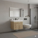 PLYWOOD 400 WALLNUT FLUTED VANITY WALLHUNG WITH CERAMIC TOP