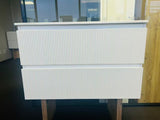 PLYWOOD 900 MATTE WHITE FLUTED VANITY WALLHUNG WITH CERAMIC TOP