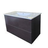 DARK BROWN 900 VANITY WITH CERAMIC TOP PUSH PULL