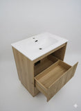 PLYWOOD 750 WALLNUT FLUTED VANITY WITH CERAMIC TOP