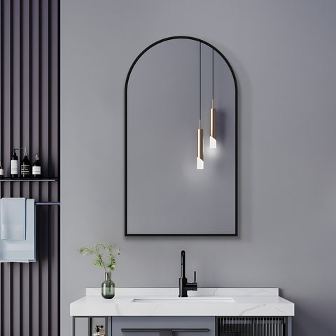 ARCH MIRROR BLACK FRAMED 900mm x 500mm