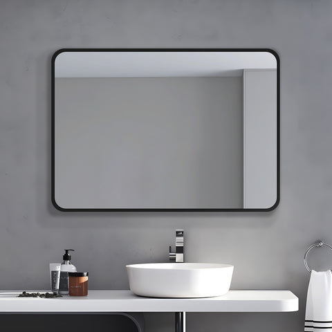 FLAT MIRROR BLACK FRAMED 700mm x 500