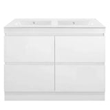 PLYWOOD 1500 FLOOR STANDING VANITY (DOUBLE BASIN) - WHITE