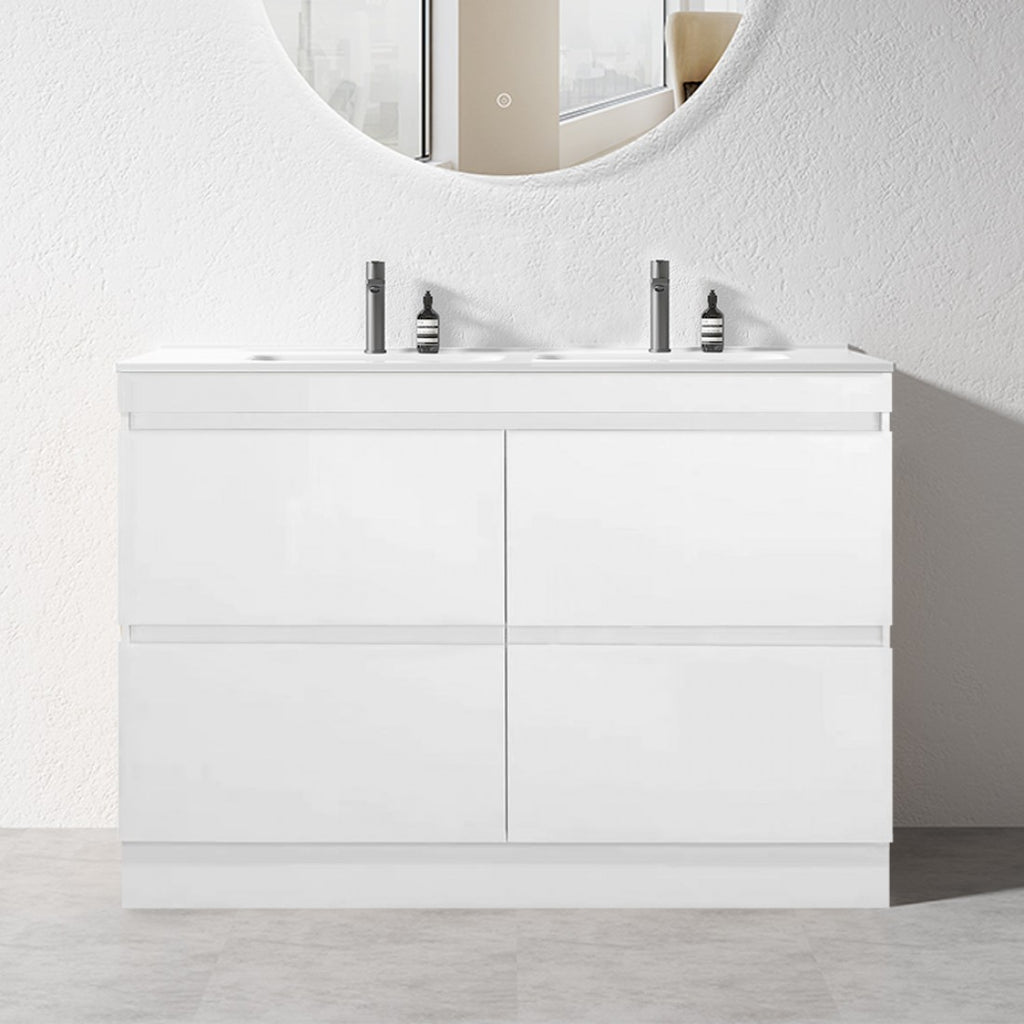 PLYWOOD 1500 FLOOR STANDING VANITY (DOUBLE BASIN) - WHITE