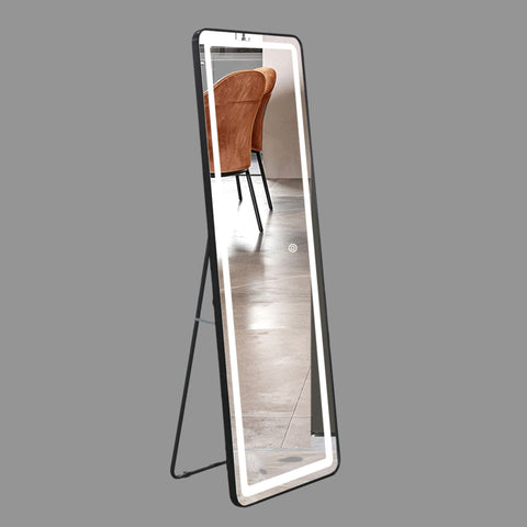 LED dressing mirror - black frame, colour selection and dim control 500mmx1600mm