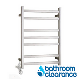 HEATED TOWEL RAIL - BRUSHED NICKEL FINISH 7 BARS 500MM WIDE