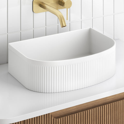 ARCH 400MM GLOSS WHITE FLUTED BASIN