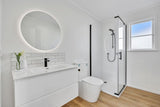 SQUARE 1000X1000 SEMI-FRAMELESS BLACK SHOWER, CORNER WASTE
