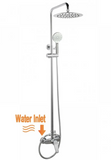 8 inch Round Chrome Twin Shower Set Bottom Inlet