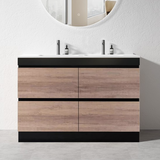 PLYWOOD 1500 FLOOR STANDING VANITY WITH (DOUBLE BASIN) - BLACK/LIGHT OAK