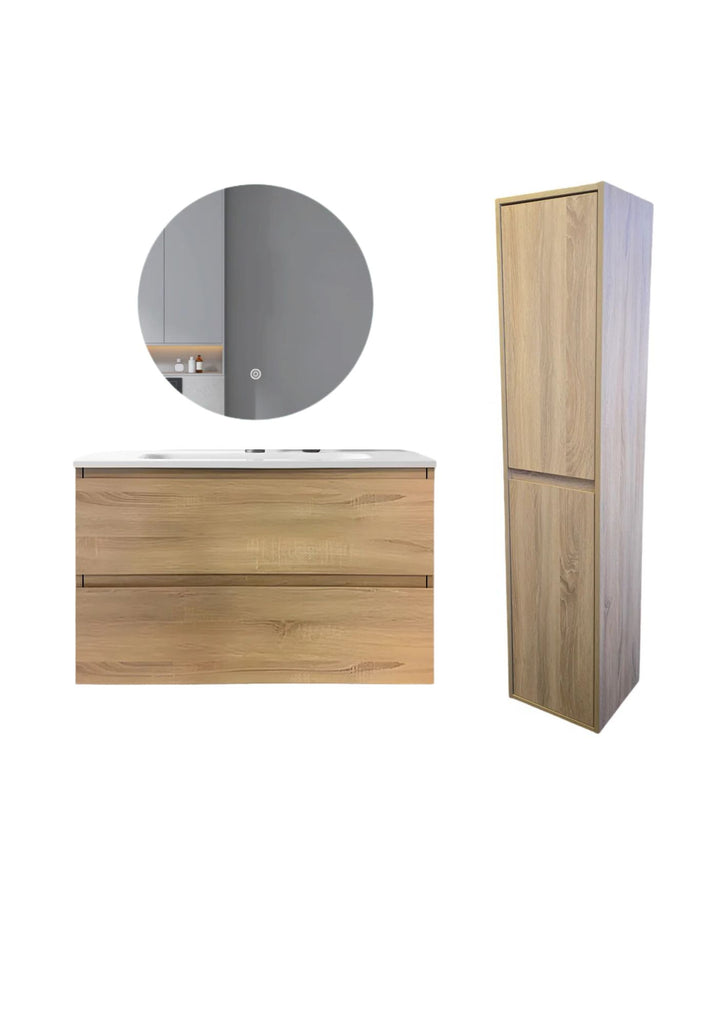 Plywood 900 Vanity Combo with Tall Cabinet and Backlit led Mirror