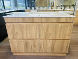 PLYWOOD 1200 OAK FLUTED VANITY WITH WHITE GLOSS CERAMIC TOP