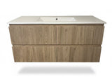 PLYWOOD 1500 WALLNUT FLUTED VANITY WALLHUNG WITH CERAMIC TOP