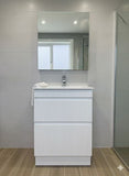 PLYWOOD SLIM 600 MATTE WHITE FLUTED VANITY WITH CERAMIC TOP