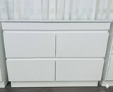 PLYWOOD 1500 MATTE WHITE FLUTED VANITY WITH WHITE GLOSS CERAMIC TOP