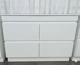 PLYWOOD 1200 MATTE WHITE FLUTED VANITY WITH WHITE GLOSS CERAMIC TOP