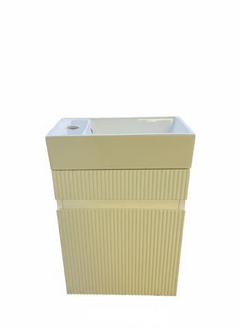 PLYWOOD 400mm MAYA FLUTED WALLHUNG CABINET - WHITE