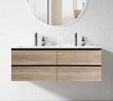 PLYWOOD 1200 BLACK AND LIGHT OAK WALL HUNG VANITY FOR DOUBLE BASIN