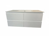 PLYWOOD 1500 MATTE WHITE FLUTED VANITY WALLHUNG WITH CERAMIC TOP