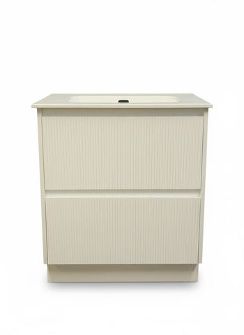 PLYWOOD 900 MATTE WHITE FLUTED VANITY WITH MATTE WHITE CERAMIC TOP