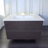 DARK BROWN 900 VANITY WITH CERAMIC TOP PUSH PULL