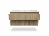 PLYWOOD 1500 WALLNUT FLUTED VANITY WALLHUNG WITH CERAMIC TOP