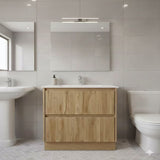 PLYWOOD 600 WALLNUT FLUTED VANITY WITH CERAMIC TOP