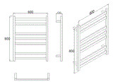 HEATED TOWEL RAIL - BRUSHED NICKEL FINISH 7 BARS 500MM WIDE