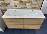 PLYWOOD 1500 WALL HUNG VANITY (DBL BASIN) - LIGHT OAK