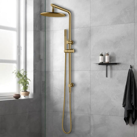 ROUND SHOWER SLIDER BRUSHED GOLD BOTTOM INLET