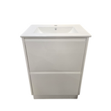 PLYWOOD 750 WHITE GLOSS VANITY FLOOR STANDING WITH CERAMIC TOP