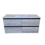 PLYWOOD 1500 BLACK AND LIGHT OAK WALL HUNG VANITY FOR SINGLE BASIN