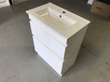 PLYWOOD WHITE GLOSS SLIM VANITY 750x360 WITH CERAMIC TOP - Bathroom Clearance