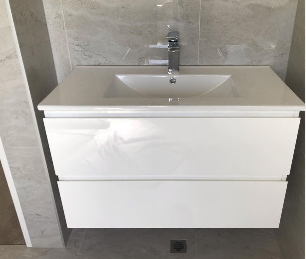 PLYWOOD WHITE 1000 WALLHUNG VANITY BASE ONLY (NO TOP)