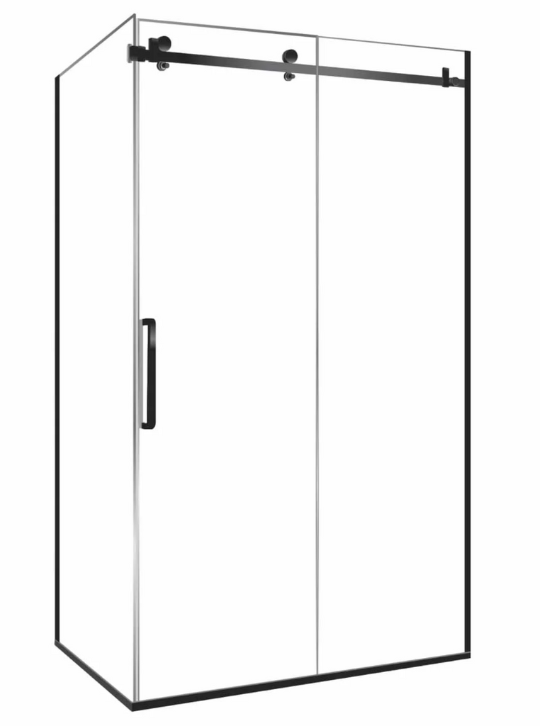 1200 x 900 FRAMELESS DOOR & RETURN (GLASS ONLY) BLACK