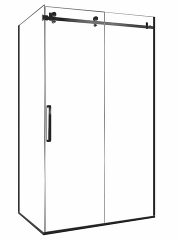 1200 x 900 FRAMELESS DOOR & RETURN (GLASS ONLY) BLACK