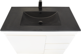 PLYWOOD 900MM VANITY WHITE GLOSS FLOOR STANDING WITH MATTE BLACK CERAMIC TOP