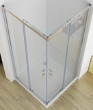 ARNEY 900 x 900 CHROME FRAME SHOWER, SLIDING DOORS, CENTRE WASTE