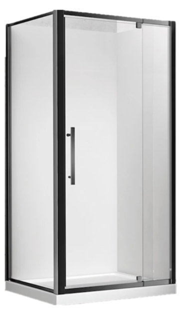 Cubo 900 x 750 Black Shower,liner,Centre waste tray with 900mm Door