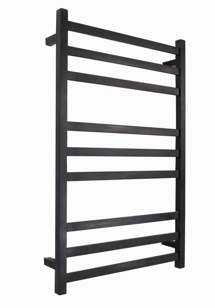 HEATED TOWEL RAIL STAINLESS STEEL - MATTE BLACK FINISH 9 BARS SQUARE