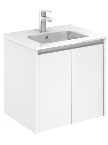600MM VANITY WHITE GLOSS WALL HUNG VANITY WITH CERAMIC TOP